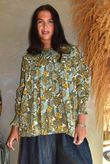 Annie 1972 Point Collar Smock Blouse Sage & Olive
